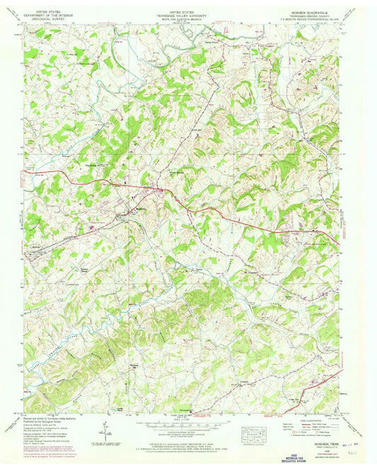 Classic USGS Mosheim Tennessee 7.5'x7.5' Topo Map Image