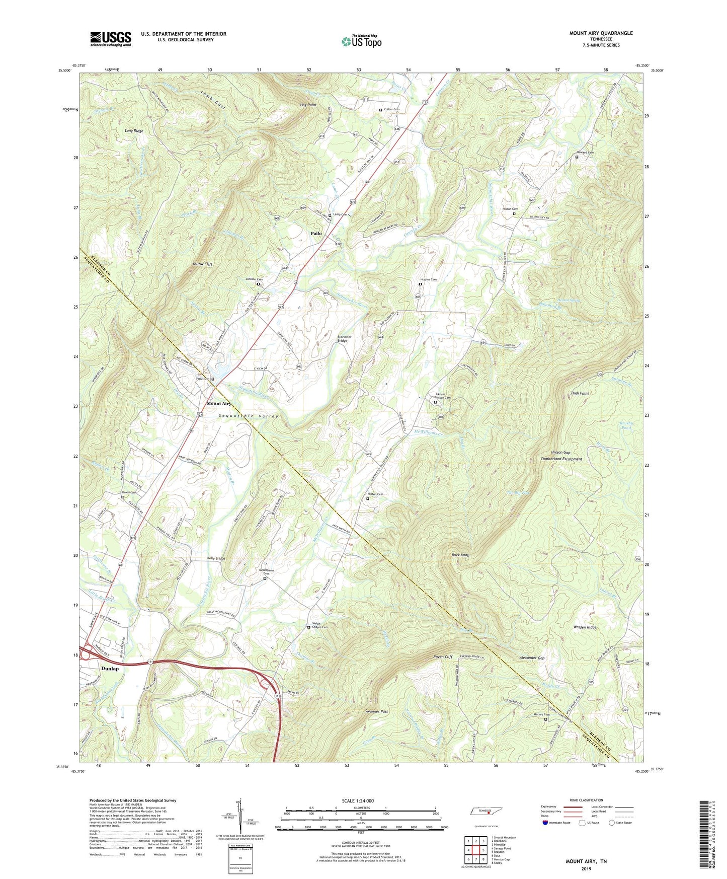 Mount Airy Tennessee US Topo Map Image