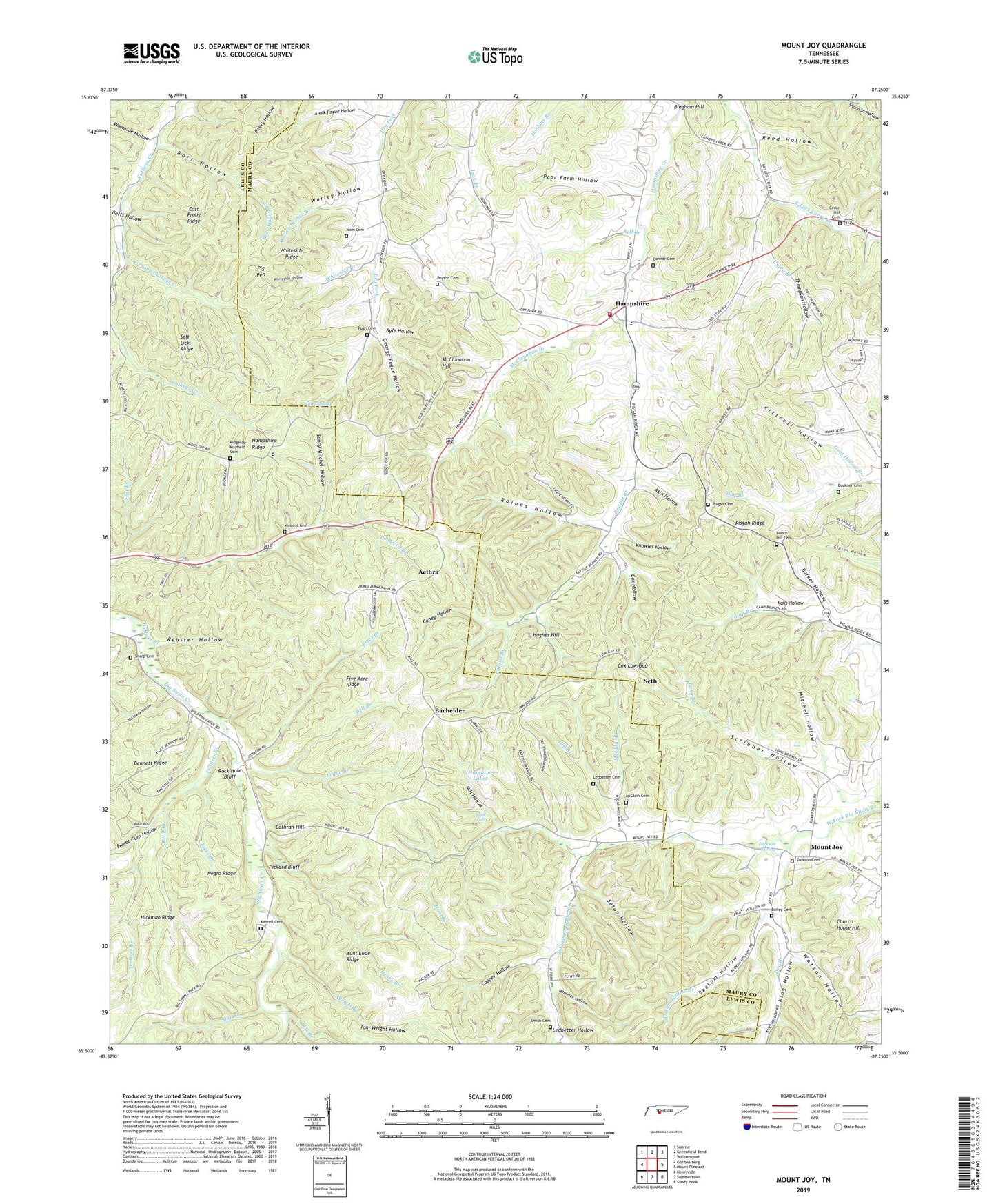 Mount Joy Tennessee US Topo Map Image