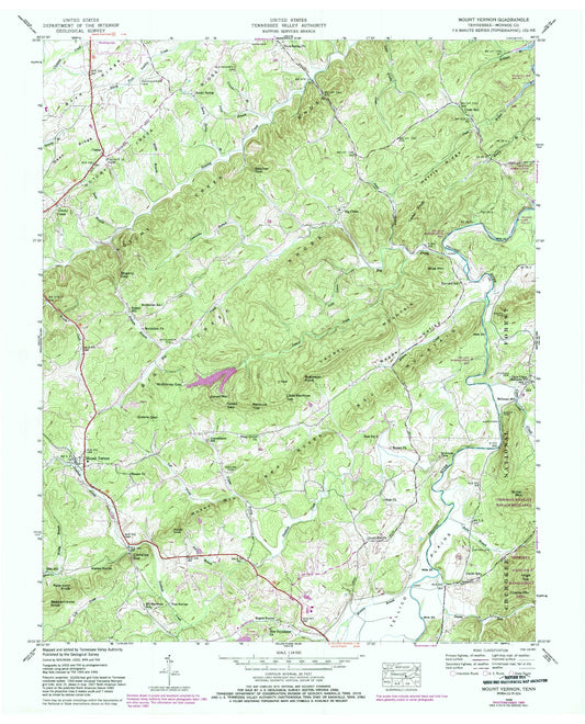 Classic USGS Mount Vernon Tennessee 7.5'x7.5' Topo Map Image
