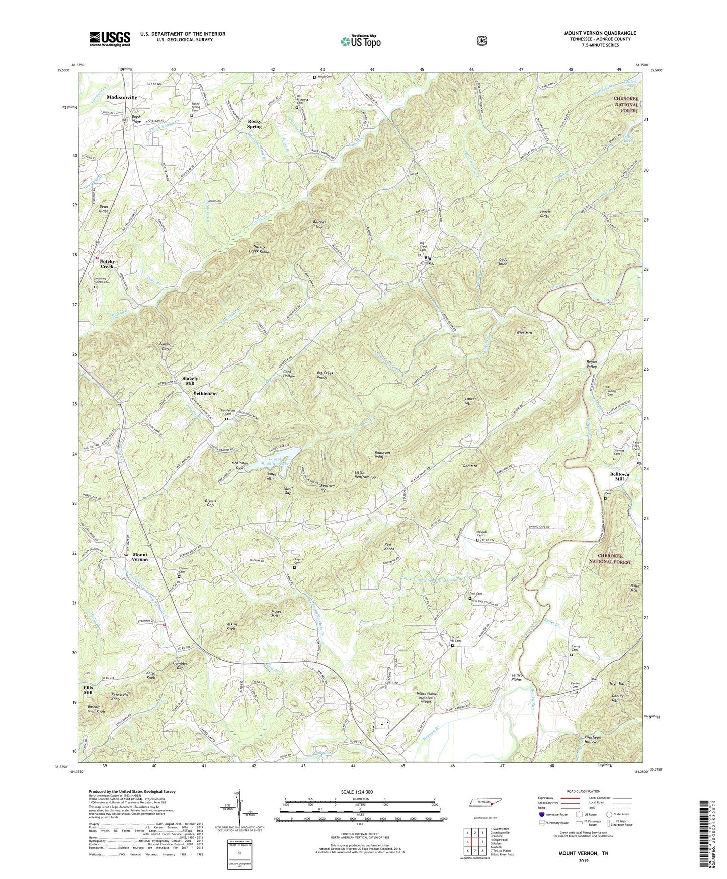 Mount Vernon Tennessee US Topo Map Image