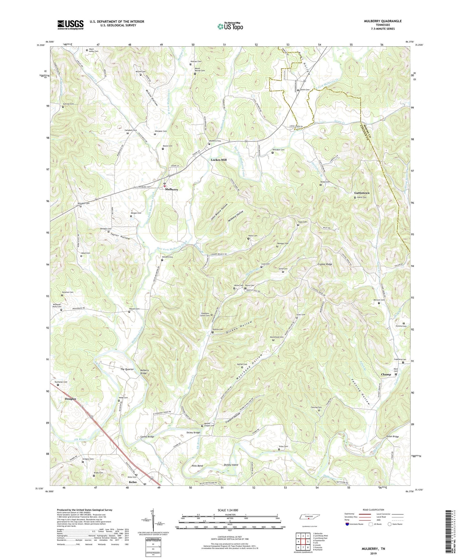 Mulberry Tennessee US Topo Map Image