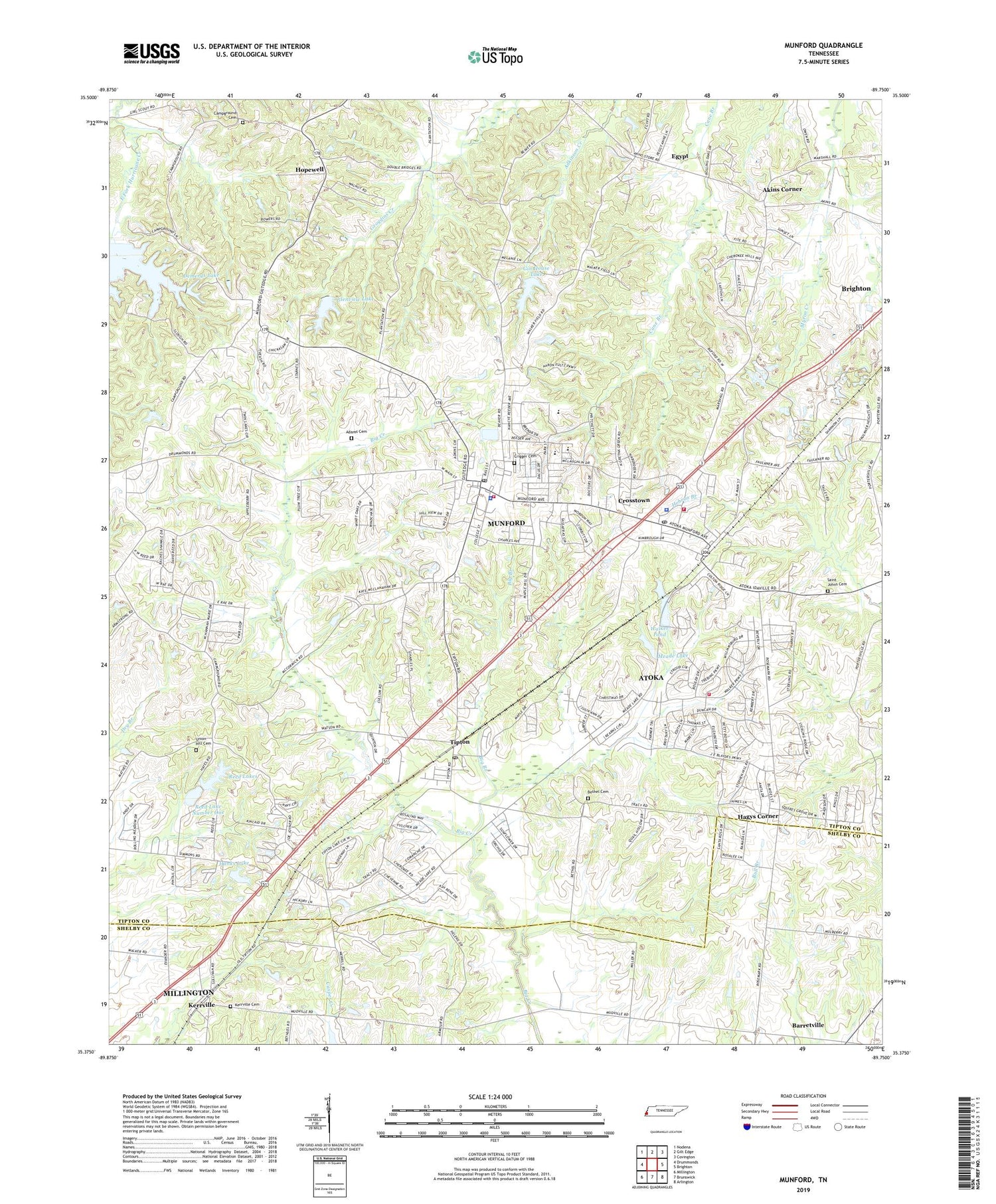 Munford Tennessee US Topo Map Image