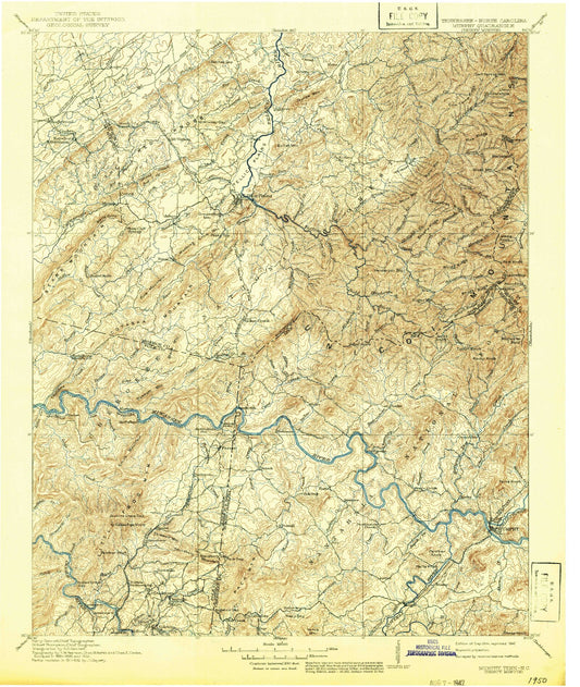 Historic 1914 Murphy Tennessee 30'x30' Topo Map Image