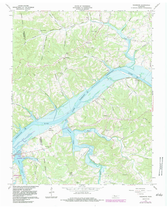 Classic USGS Needmore Tennessee 7.5'x7.5' Topo Map Image