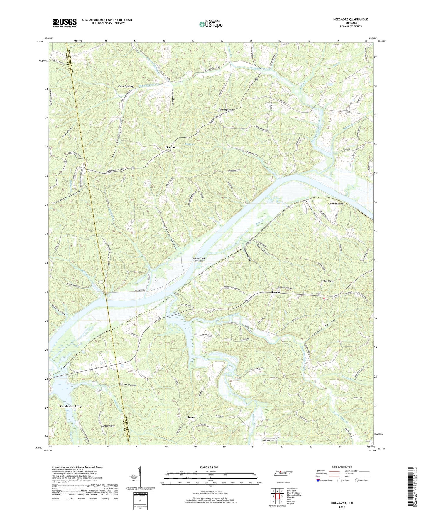 Needmore Tennessee US Topo Map Image