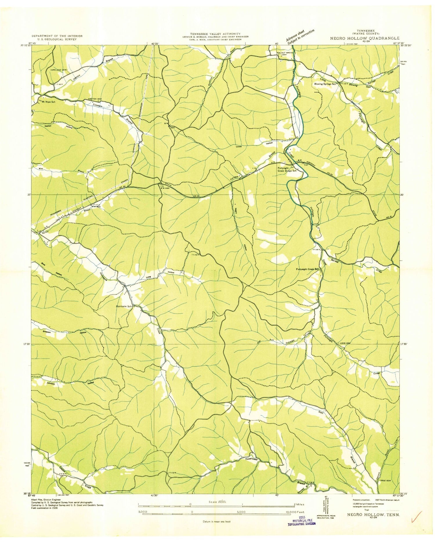 Classic USGS Waynesboro East Tennessee 7.5'x7.5' Topo Map Image