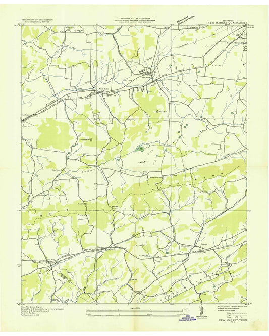 Classic USGS New Market Tennessee 7.5'x7.5' Topo Map Image