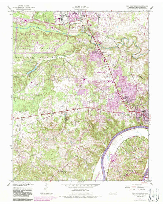 Classic USGS New Providence Tennessee 7.5'x7.5' Topo Map Image