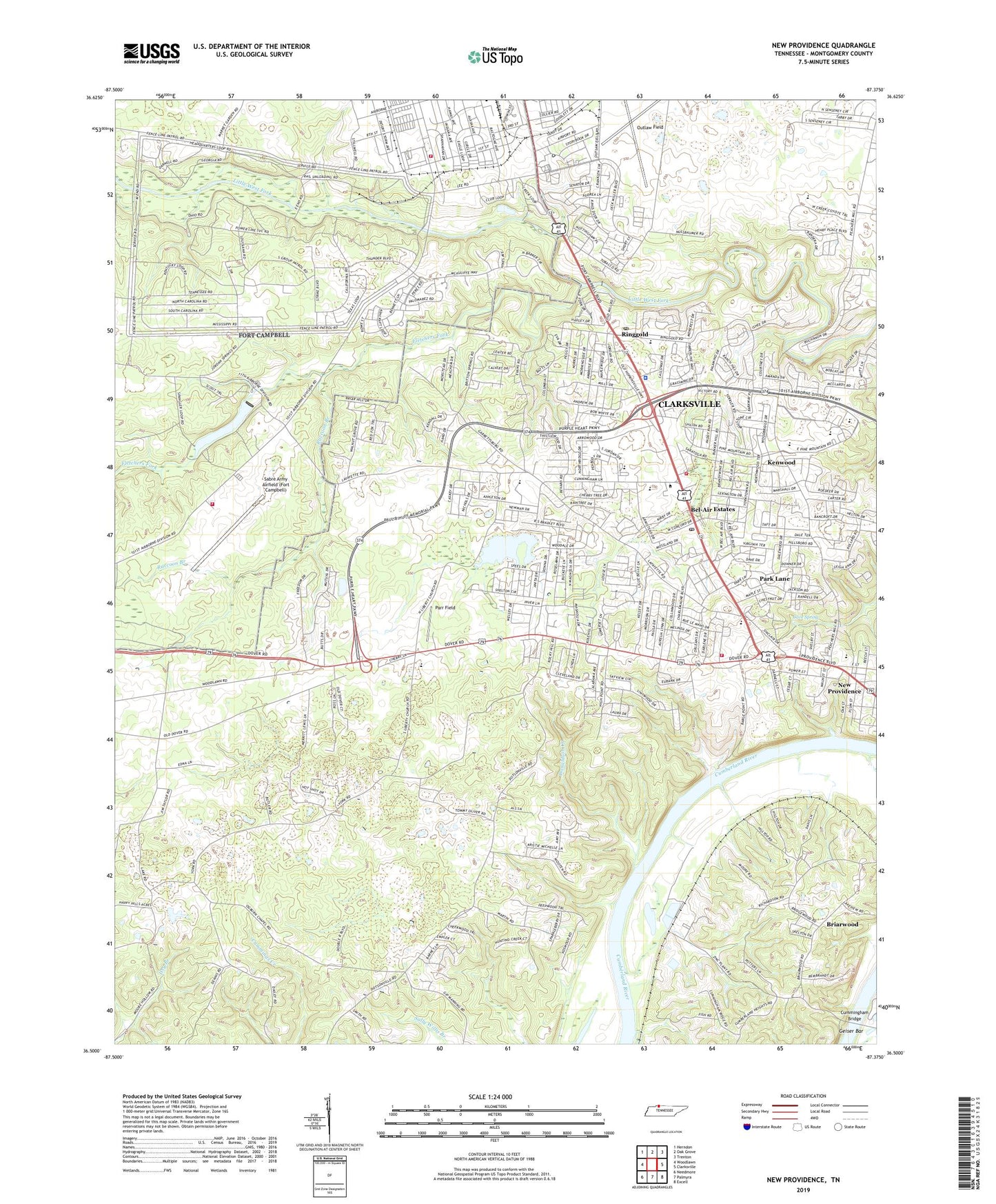 New Providence Tennessee US Topo Map Image