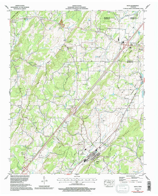 Classic USGS Niota Tennessee 7.5'x7.5' Topo Map Image