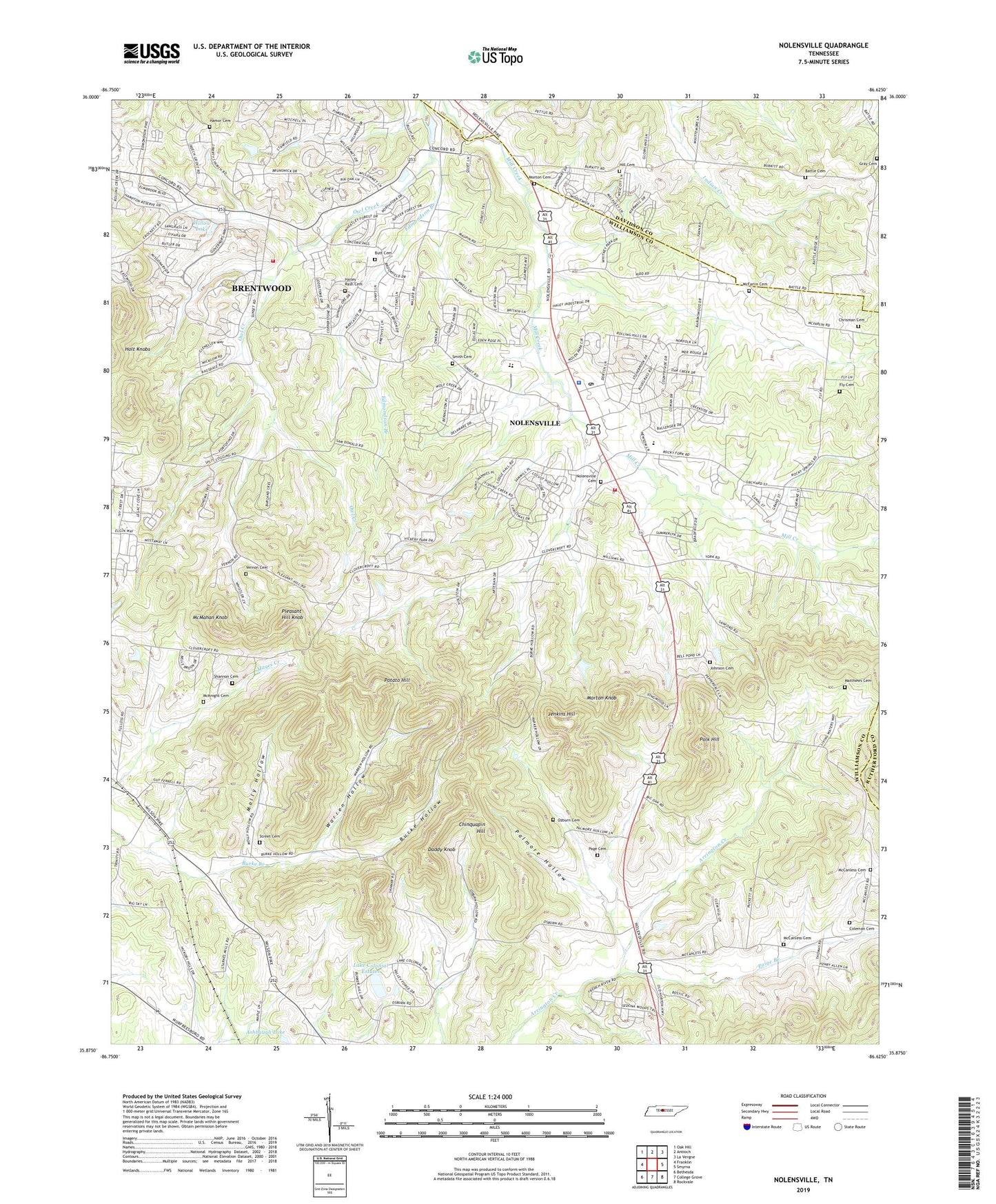 Nolensville Tennessee US Topo Map Image