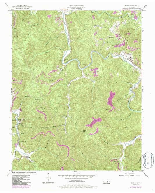 Classic USGS Norma Tennessee 7.5'x7.5' Topo Map Image