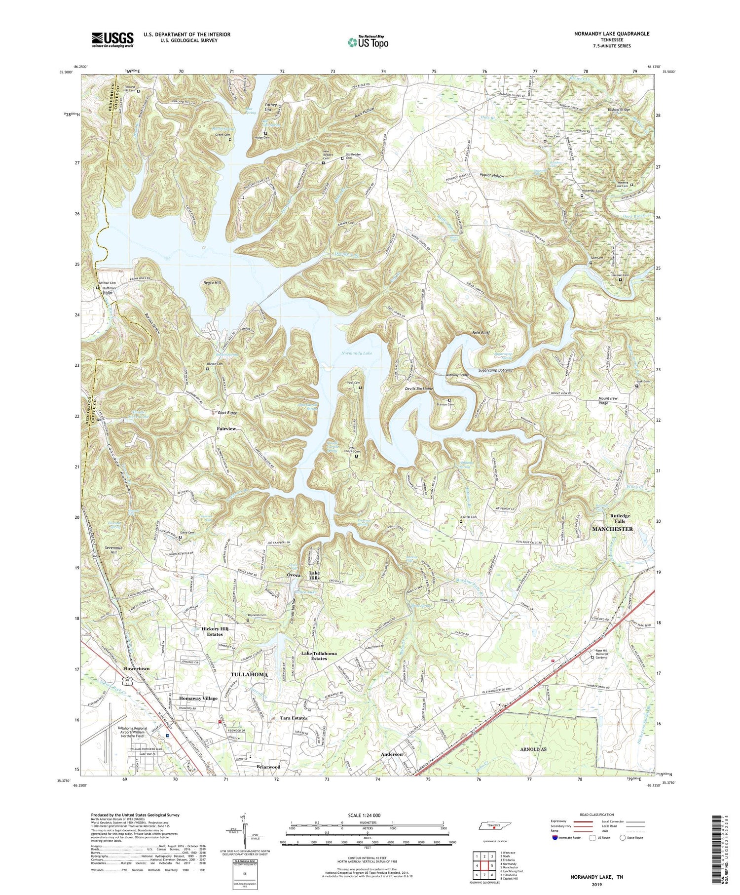 Normandy Lake Tennessee US Topo Map Image