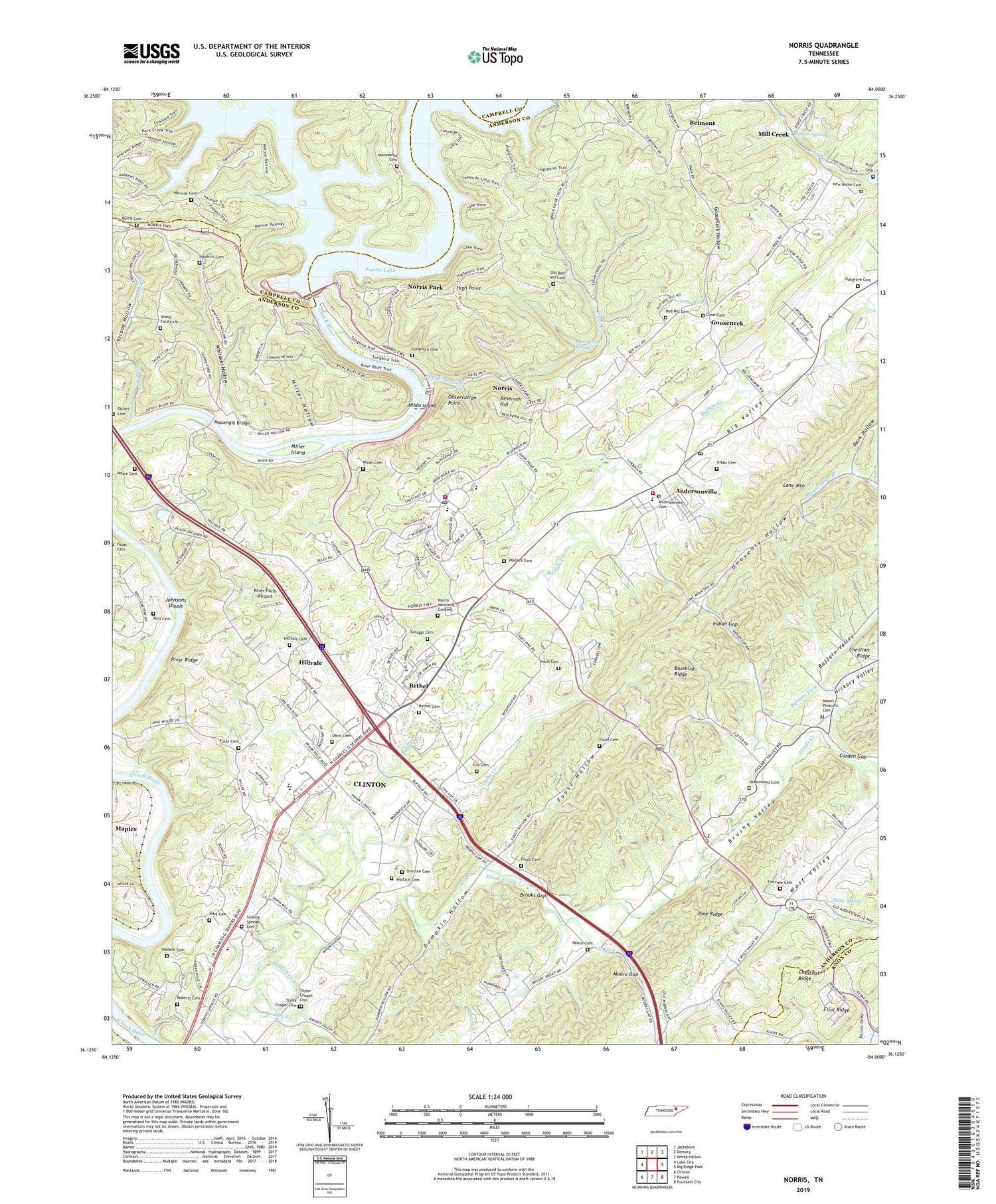 Norris Tennessee US Topo Map Image