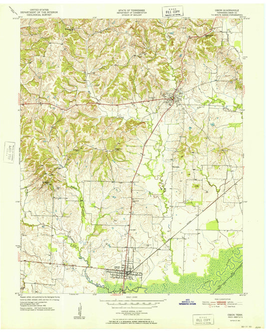 Classic USGS Obion Tennessee 7.5'x7.5' Topo Map Image