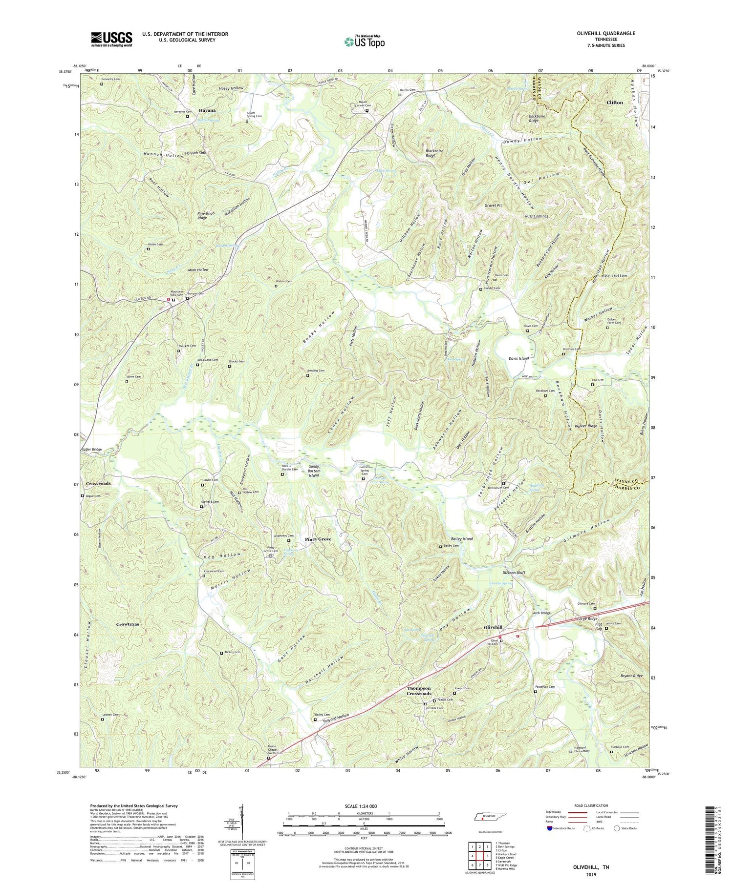 Olivehill Tennessee US Topo Map Image