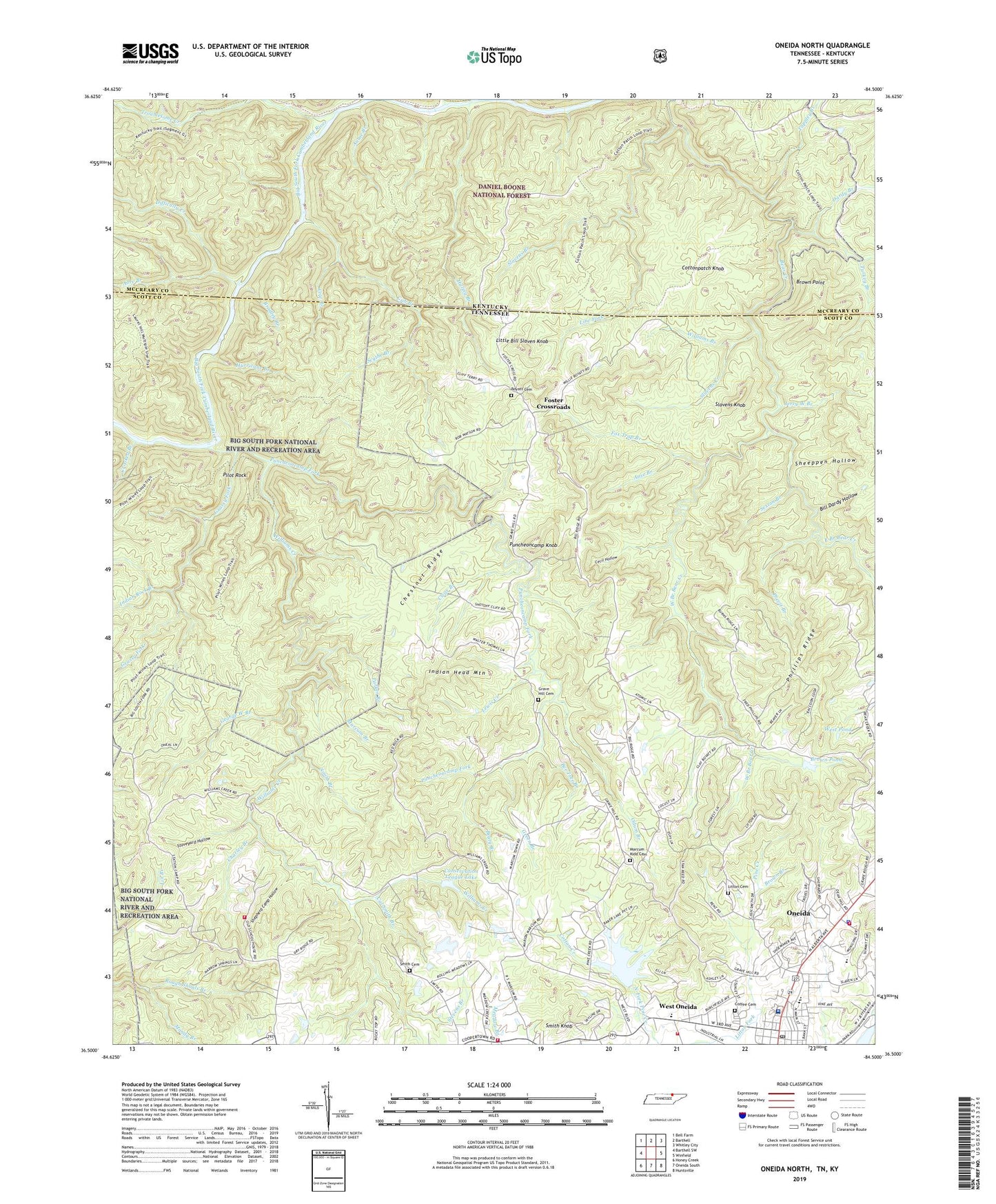 Oneida North Tennessee US Topo Map Image