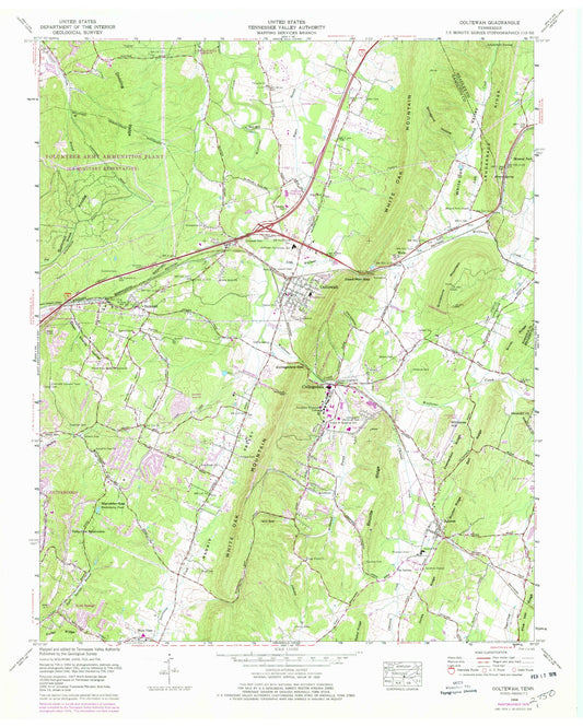 Classic USGS Ooltewah Tennessee 7.5'x7.5' Topo Map Image