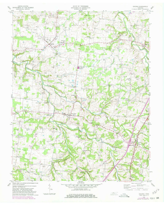 Classic USGS Orlinda Tennessee 7.5'x7.5' Topo Map Image