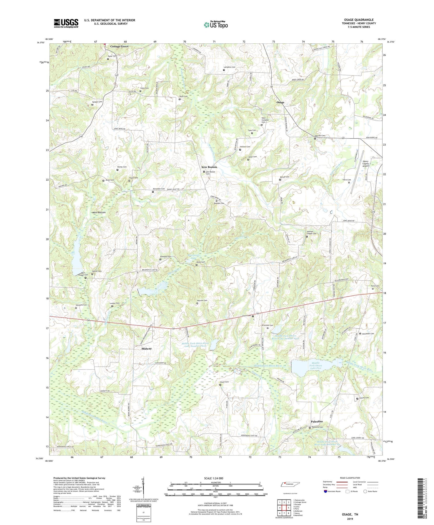 Osage Tennessee US Topo Map Image