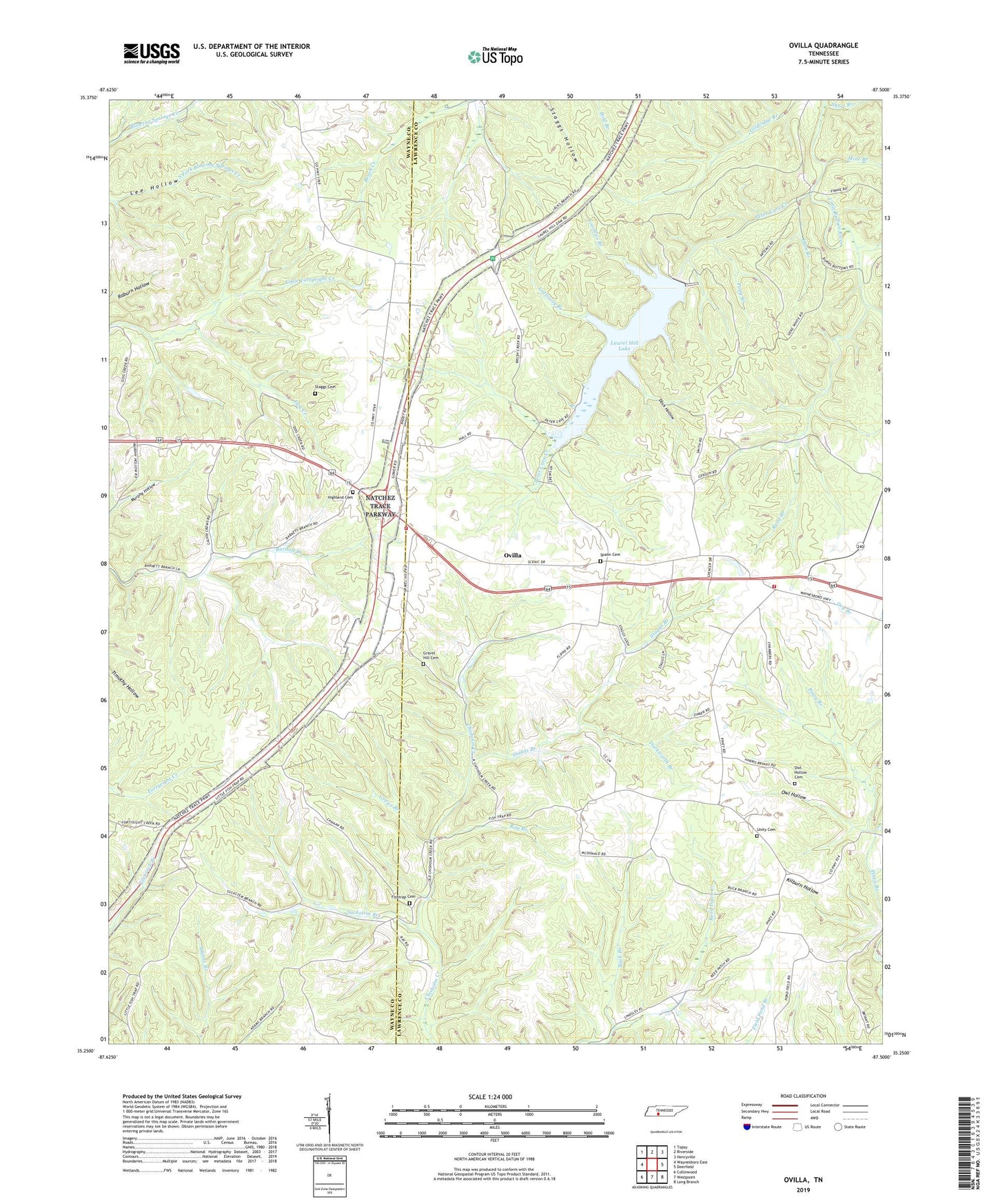 Ovilla Tennessee US Topo Map Image