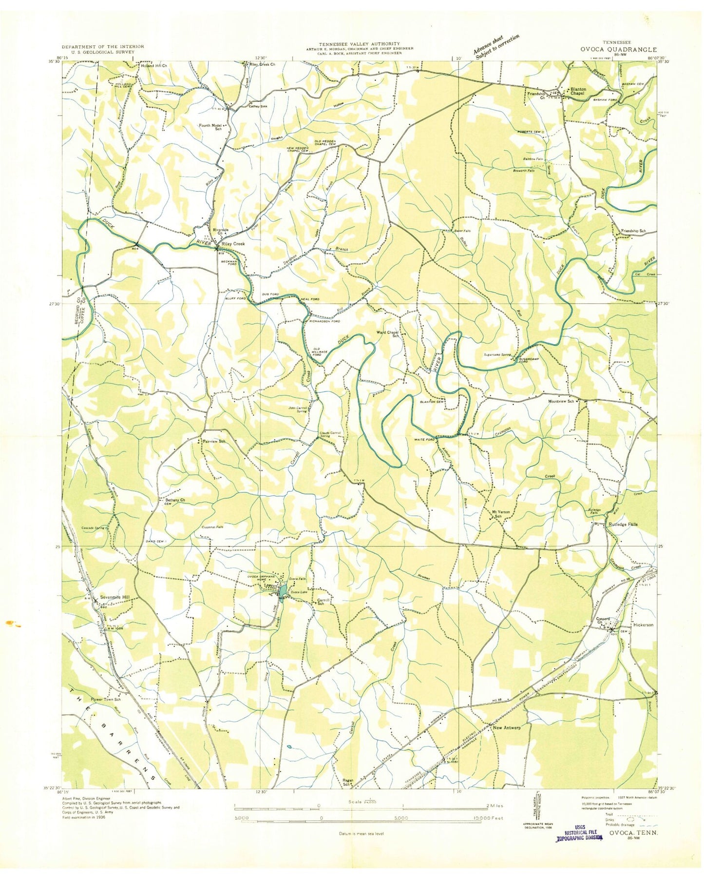 Classic USGS Normandy Lake Tennessee 7.5'x7.5' Topo Map Image