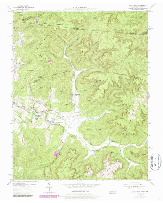 Classic USGS Pall Mall Tennessee 7.5'x7.5' Topo Map Image