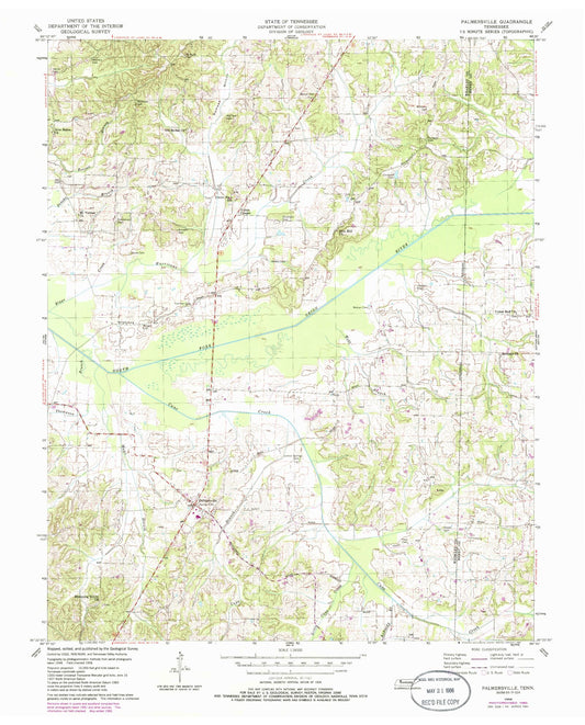 Classic USGS Palmersville Tennessee 7.5'x7.5' Topo Map Image