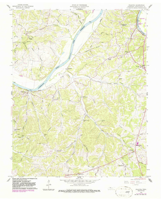 Classic USGS Palmyra Tennessee 7.5'x7.5' Topo Map Image