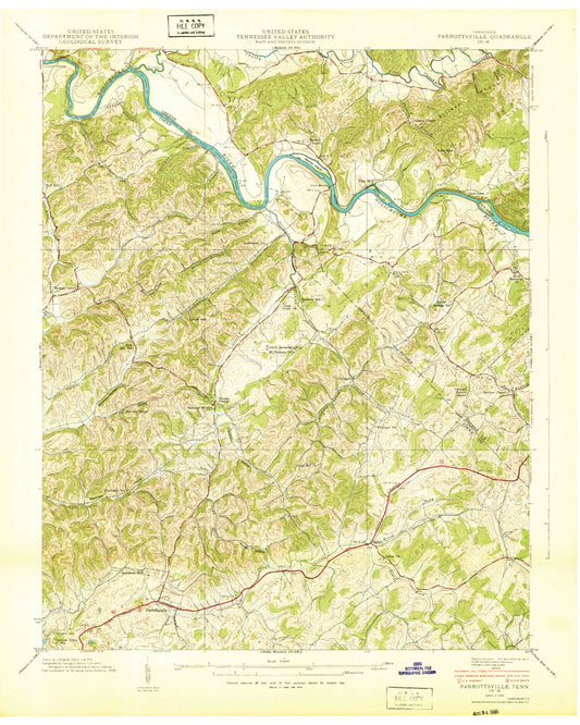 Classic USGS Parrottsville Tennessee 7.5'x7.5' Topo Map Image