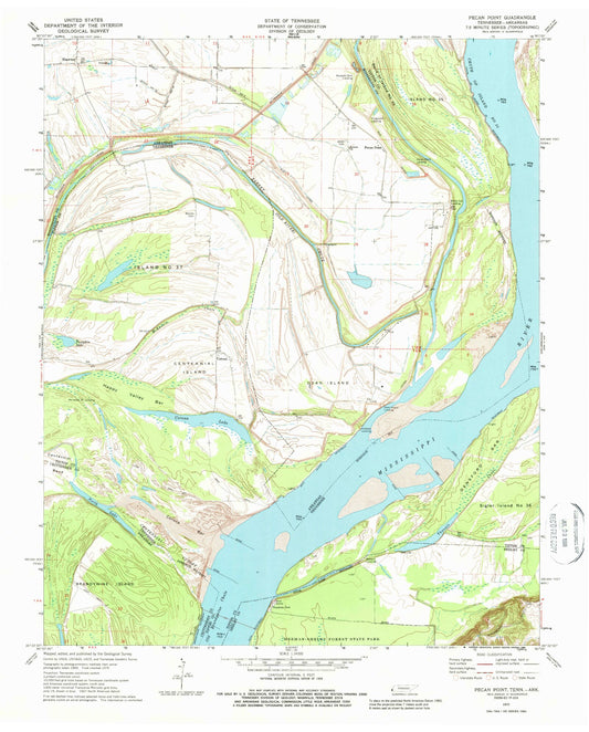 Classic USGS Pecan Point Arkansas 7.5'x7.5' Topo Map Image