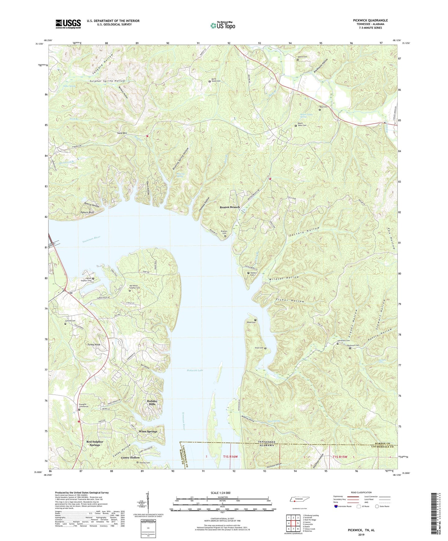 Pickwick Tennessee US Topo Map Image