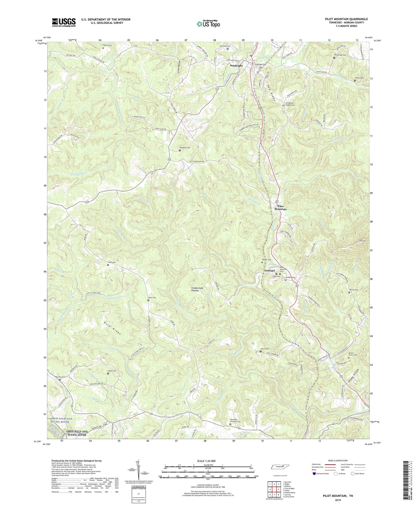 Pilot Mountain Tennessee US Topo Map Image