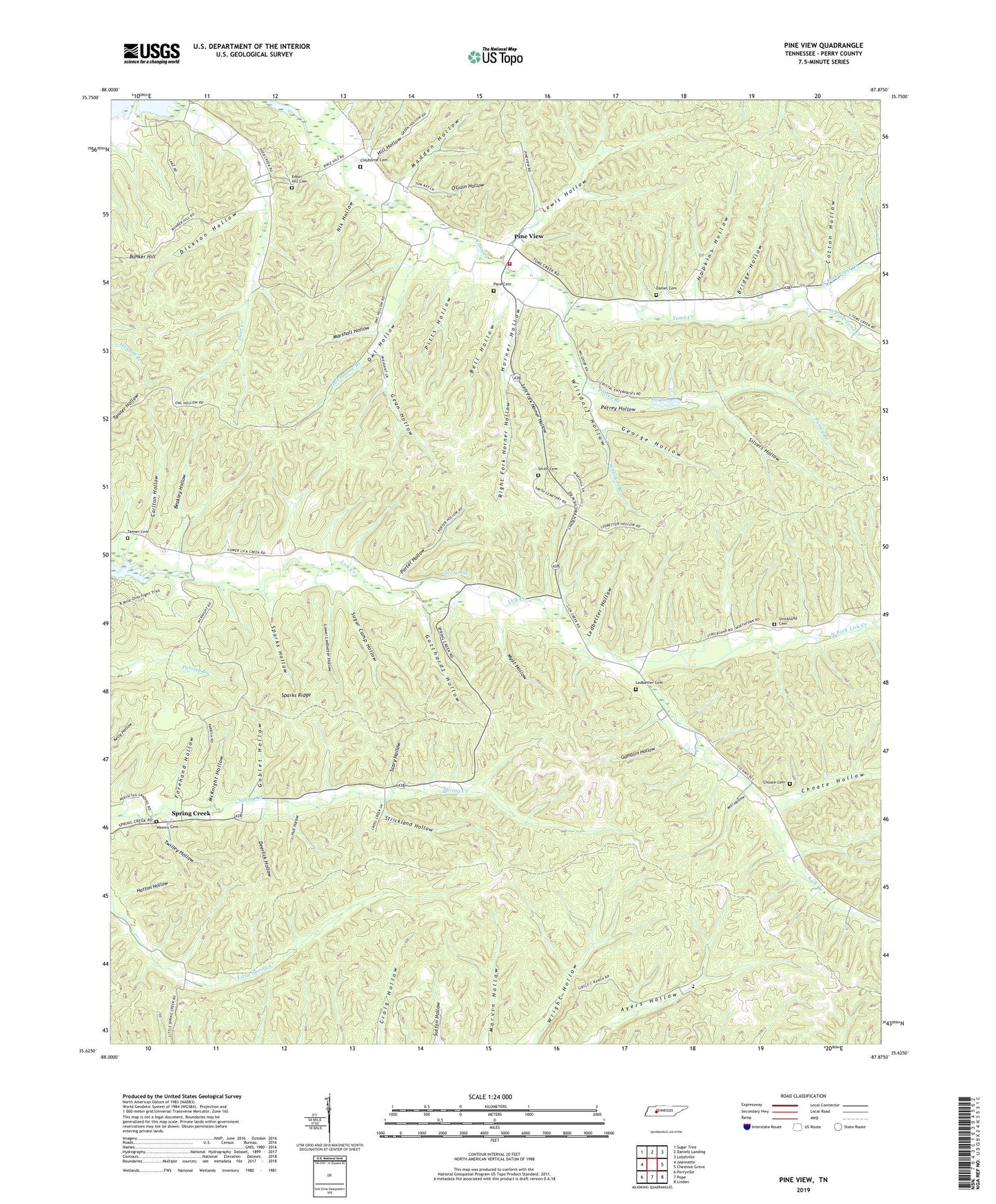 Pine View Tennessee US Topo Map Image