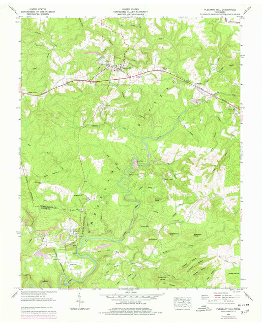 Classic USGS Pleasant Hill Tennessee 7.5'x7.5' Topo Map Image