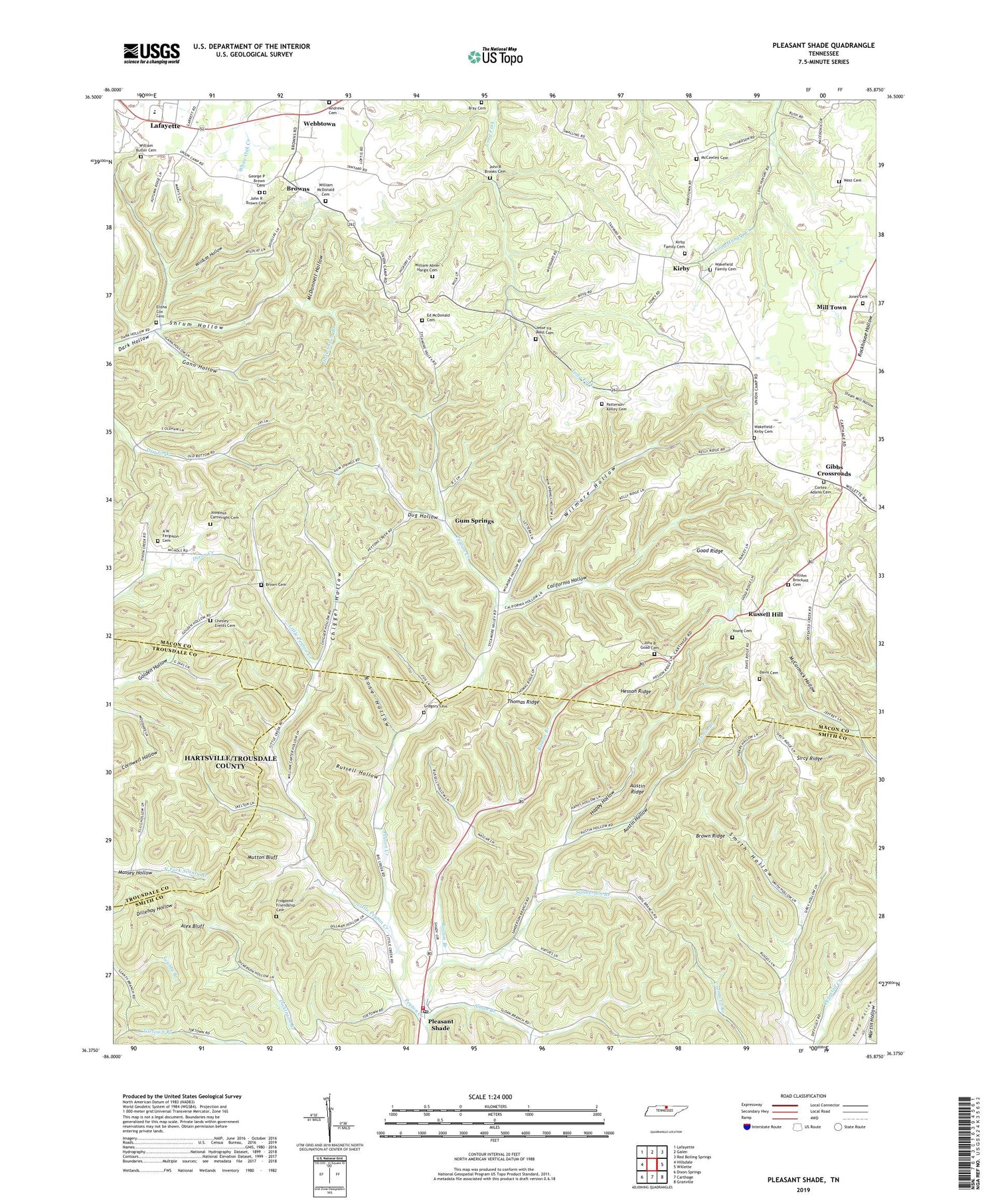 Pleasant Shade Tennessee US Topo Map Image