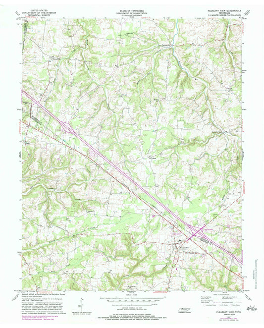 Classic USGS Pleasant View Tennessee 7.5'x7.5' Topo Map Image