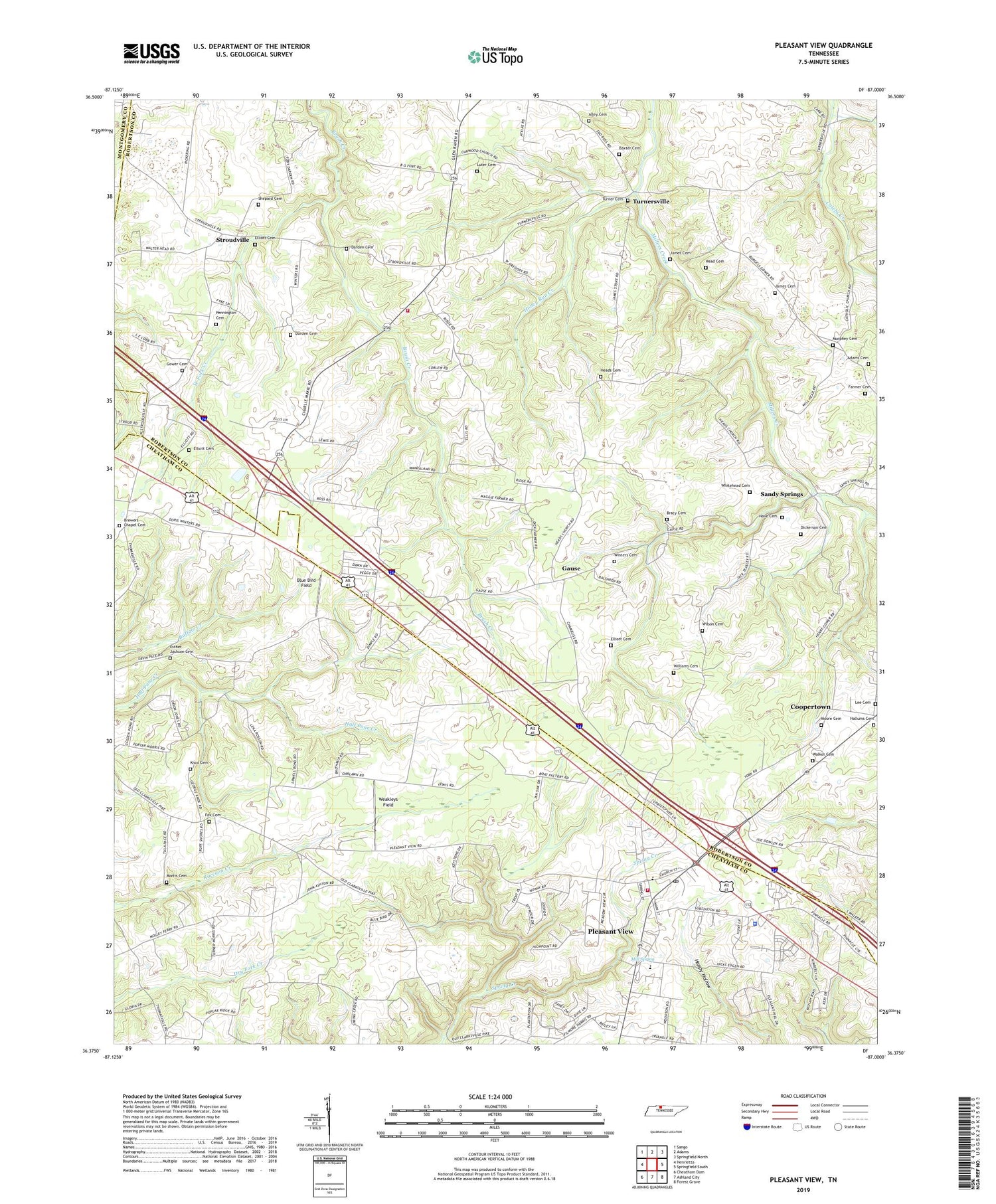 Pleasant View Tennessee US Topo Map Image