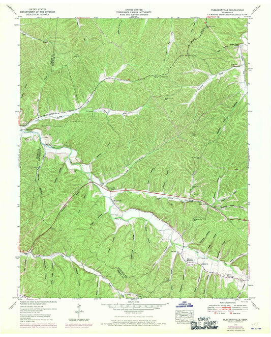 Classic USGS Pleasantville Tennessee 7.5'x7.5' Topo Map Image