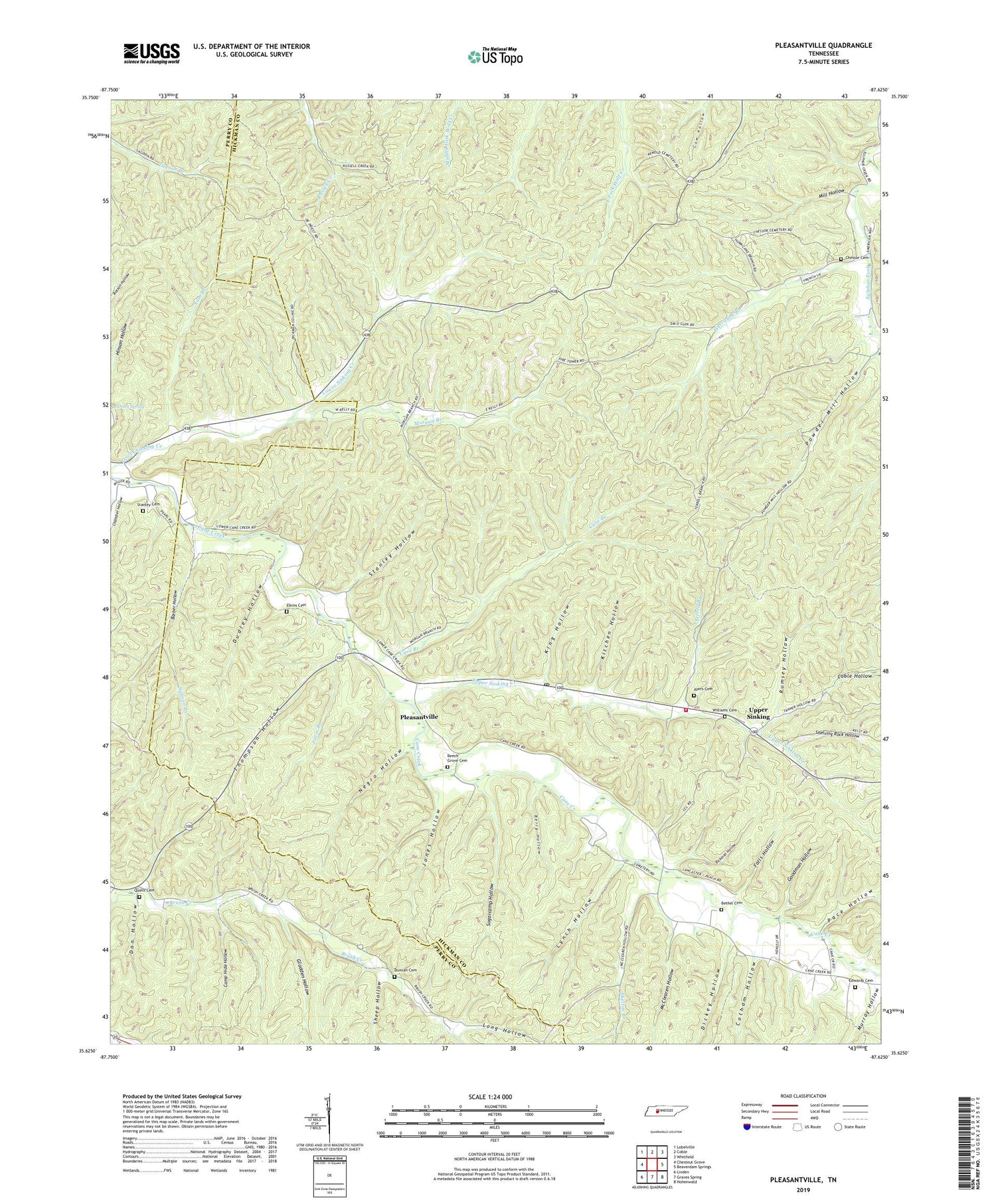Pleasantville Tennessee US Topo Map Image