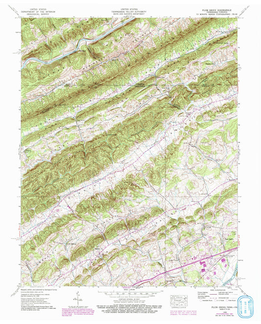 Classic USGS Plum Grove Tennessee 7.5'x7.5' Topo Map Image