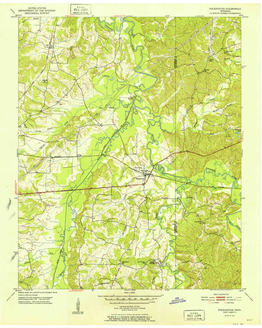 Classic USGS Pocahontas Tennessee 7.5'x7.5' Topo Map Image