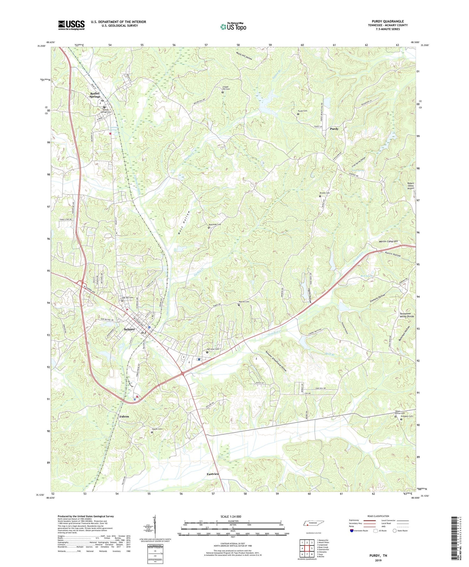 Purdy Tennessee US Topo Map Image