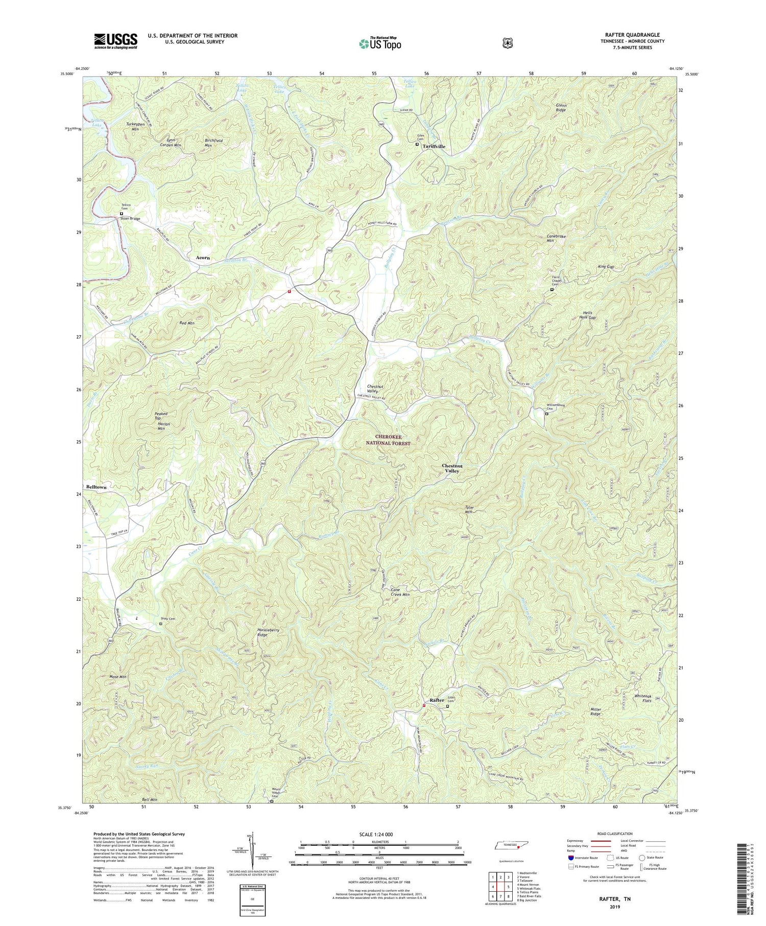 Rafter Tennessee US Topo Map Image