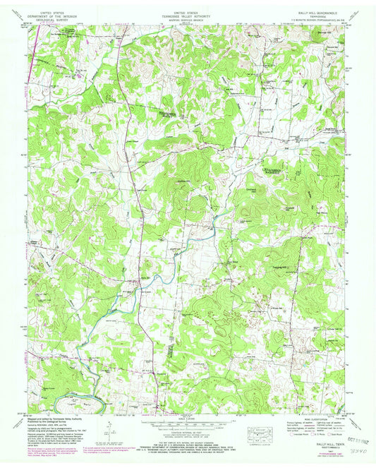 Classic USGS Rally Hill Tennessee 7.5'x7.5' Topo Map Image