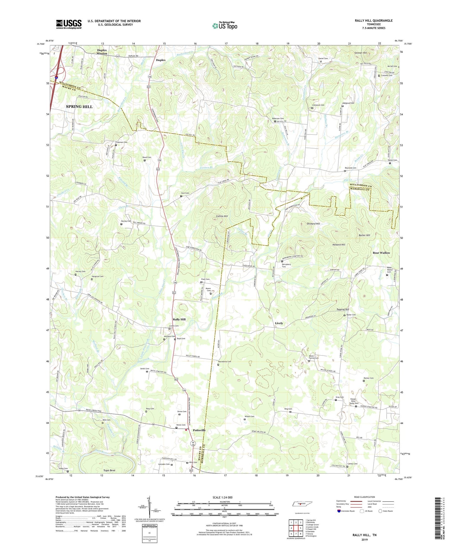 Rally Hill Tennessee US Topo Map Image