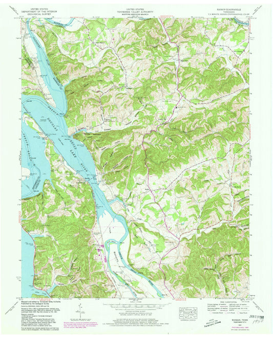Classic USGS Rankin Tennessee 7.5'x7.5' Topo Map Image