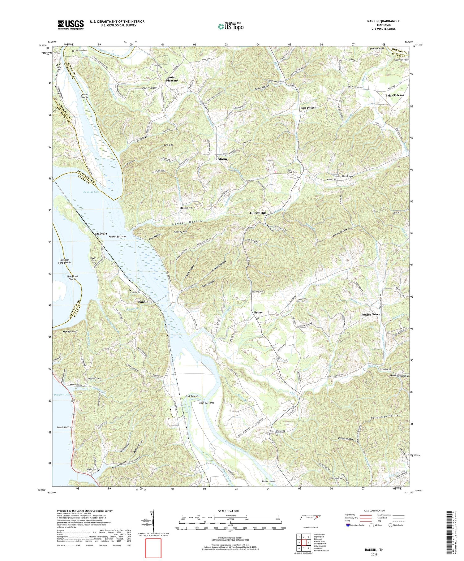 Rankin Tennessee US Topo Map Image
