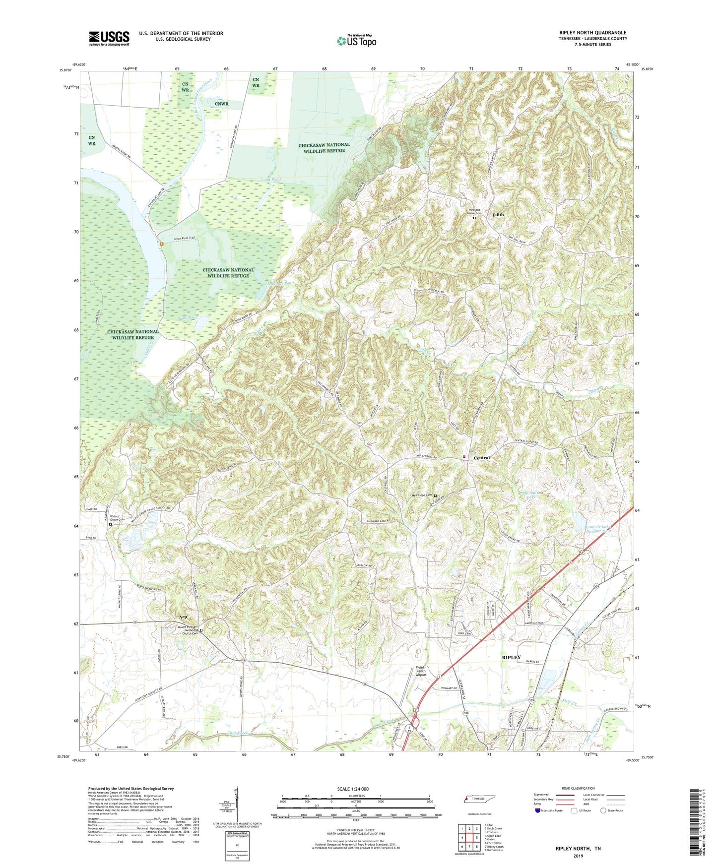 Ripley North Tennessee US Topo Map Image